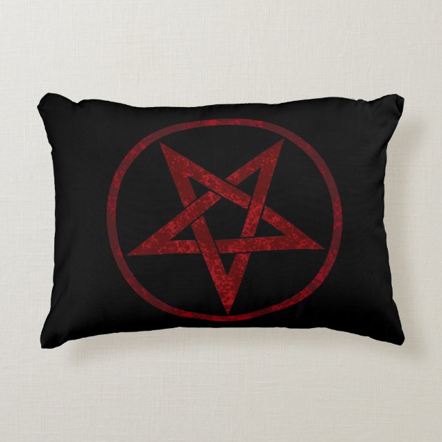 Red Devil Pentagram Accent Pillow (Front)