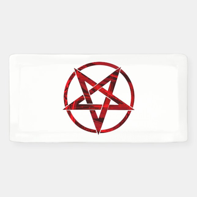 Red Devil Pentagram Banner (Horizontal)