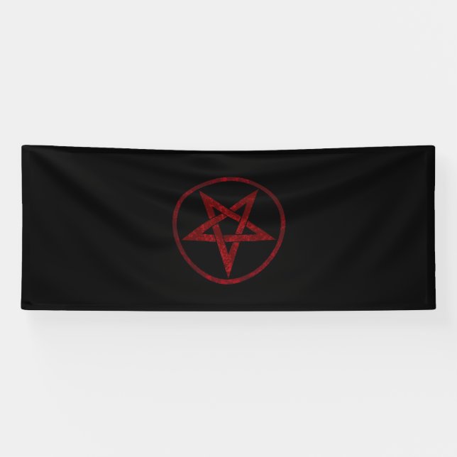 Red Devil Pentagram Banner (Horizontal)