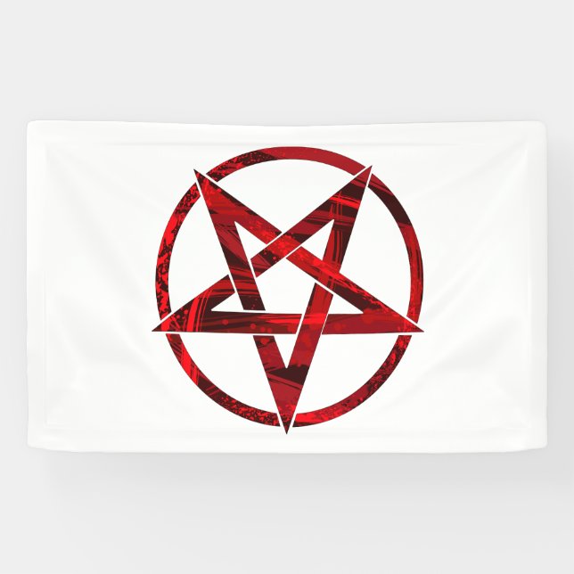 Red Devil Pentagram Banner (Horizontal)