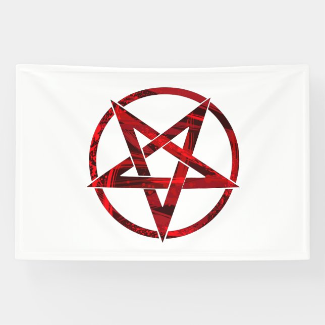 Red Devil Pentagram Banner (Horizontal)