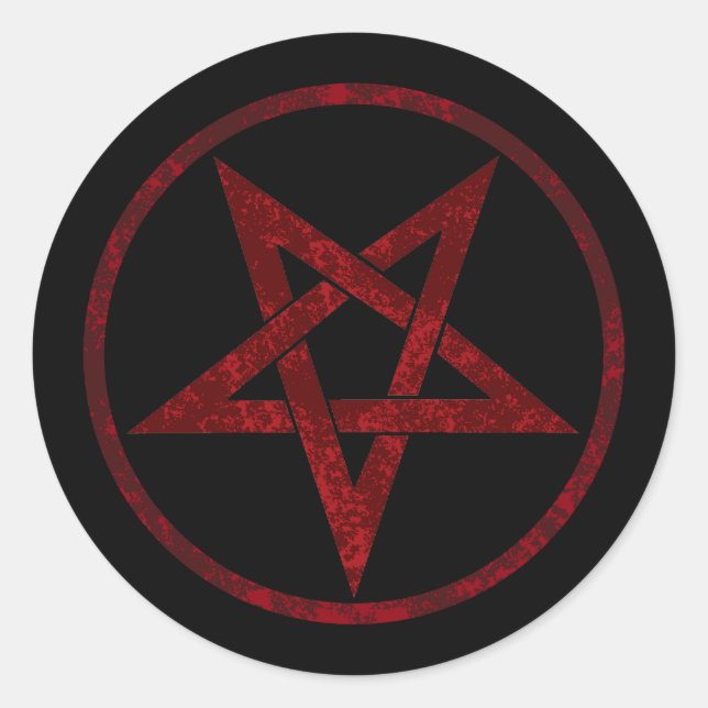 Red Devil Pentagram Classic Round Sticker (Front)