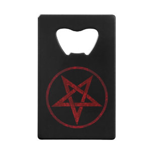 Red Devil Pentagram Credit Card Bottle Opener