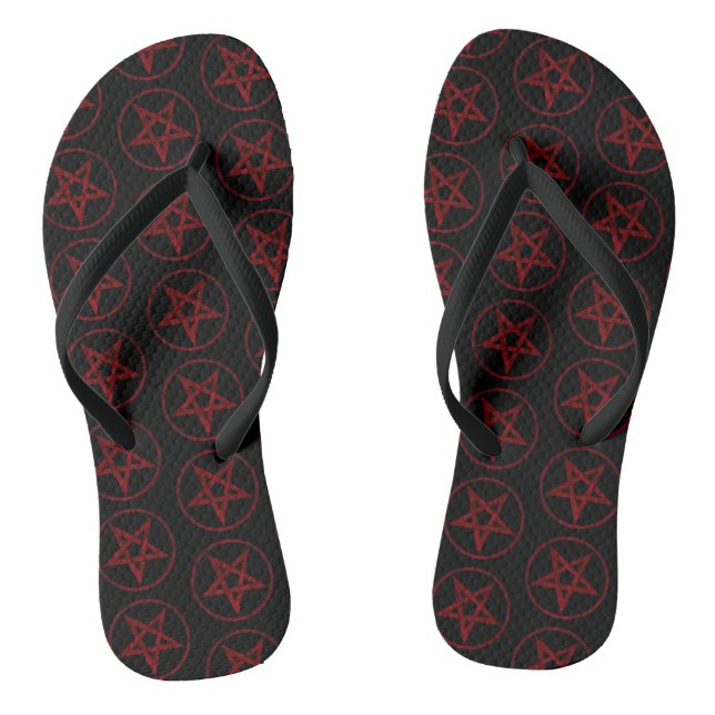 Red Devil Pentagram Flip Flops (Footbed)