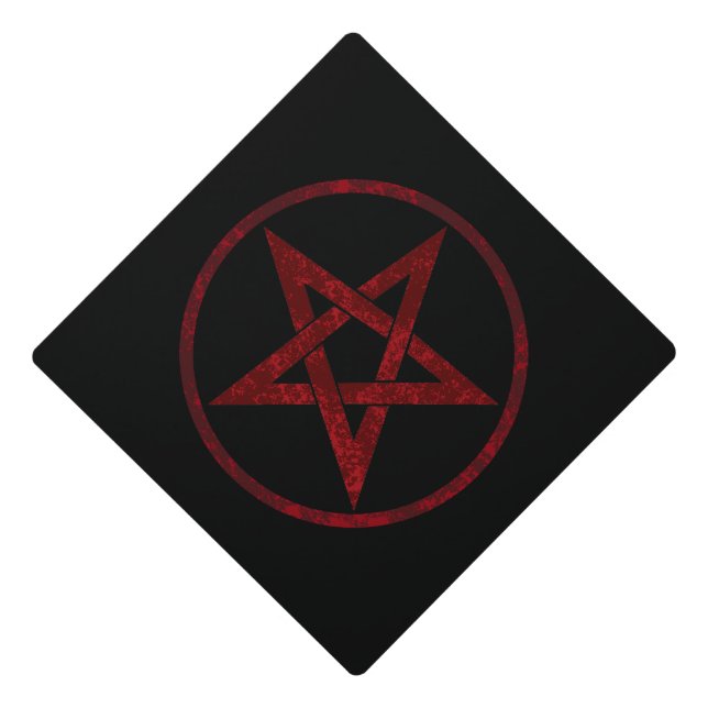 Red Devil Pentagram Graduation Cap Topper (Front)