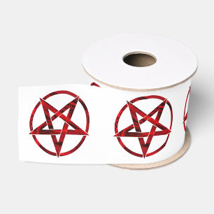 Red Devil Pentagram Grosgrain Ribbon