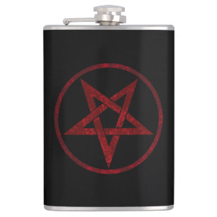 Red Devil Pentagram Hip Flask