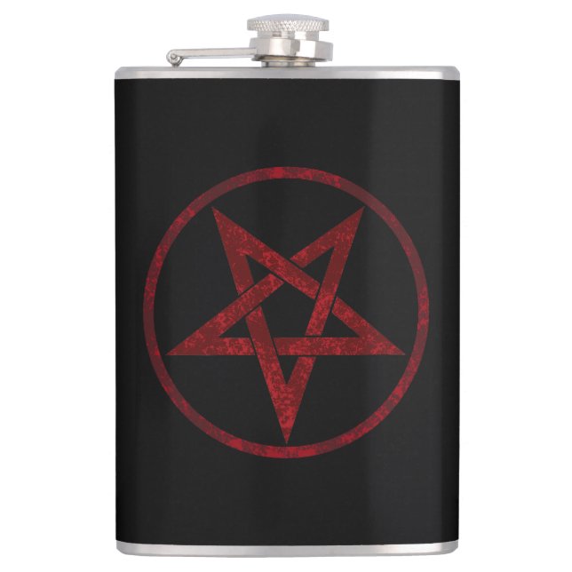 Red Devil Pentagram Hip Flask (Front)