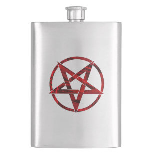 Red Devil Pentagram Hip Flask