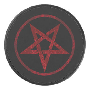 Red Devil Pentagram Hockey Puck