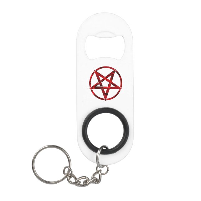 Red Devil Pentagram Keychain Bottle Opener (Front)