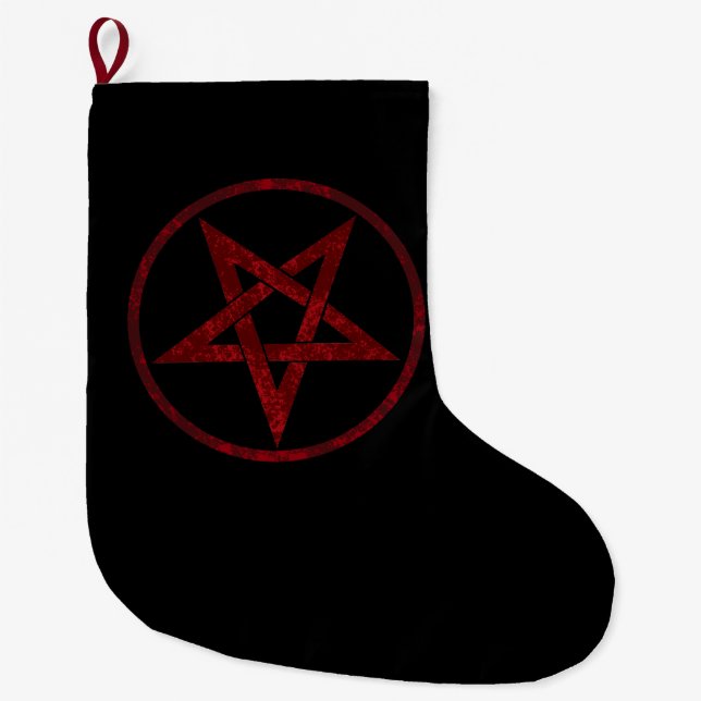 Red Devil Pentagram Large Christmas Stocking (Front)