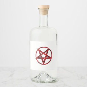 Red Devil Pentagram Liquor Bottle Label