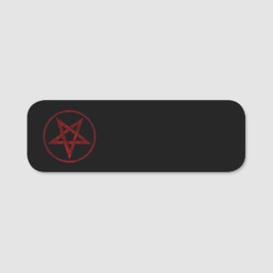 Red Devil Pentagram Name Tag