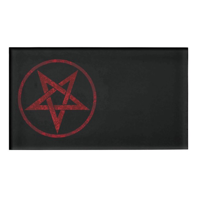 Red Devil Pentagram Name Tag (Front)