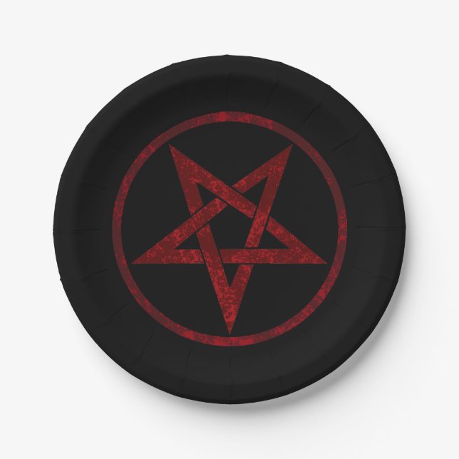 Red Devil Pentagram Paper Plate (Front)