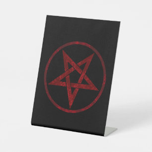 Red Devil Pentagram Pedestal Sign