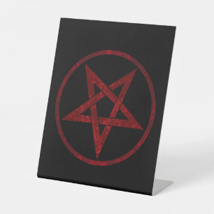 Red Devil Pentagram Pedestal Sign