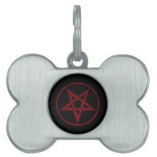 Red Devil Pentagram Pet ID Tag