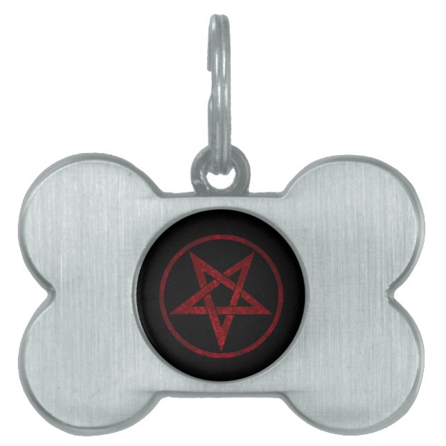 Red Devil Pentagram Pet ID Tag (Front)