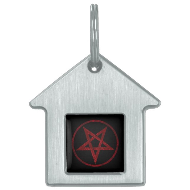 Red Devil Pentagram Pet ID Tag (Front)