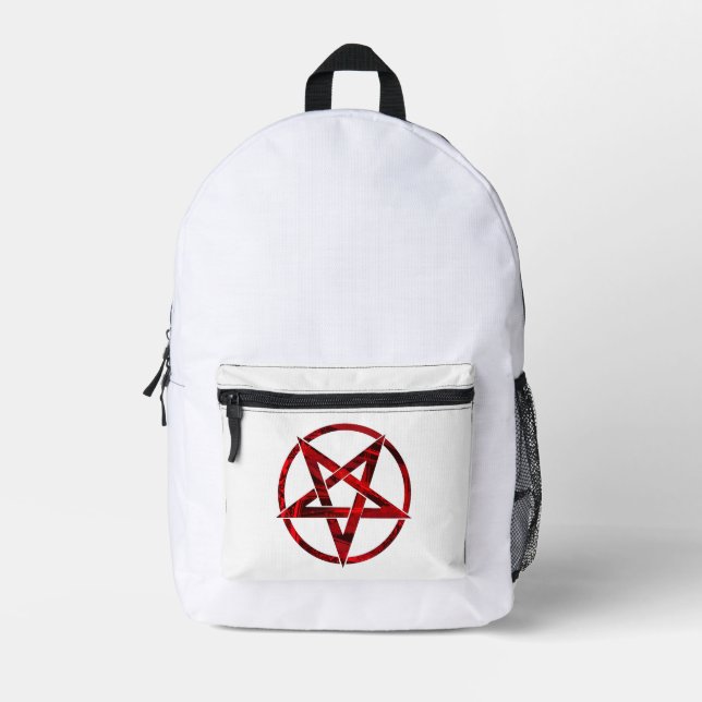 Red Devil Pentagram Printed Backpack (Front)