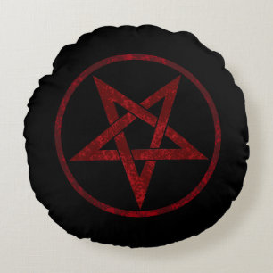 Red Devil Pentagram Round Pillow