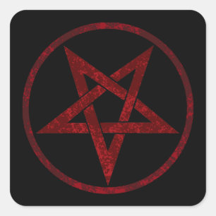 Red Devil Pentagram Square Sticker