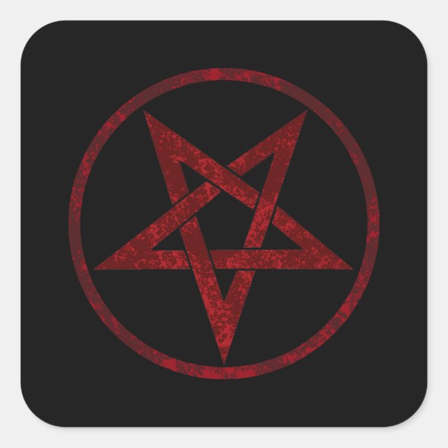 Red Devil Pentagram Square Sticker (Front)