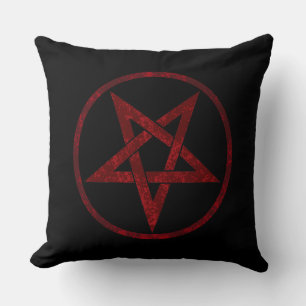 Red Devil Pentagram Throw Pillow
