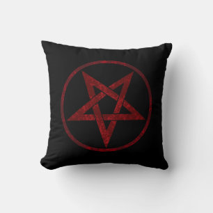 Red Devil Pentagram Throw Pillow
