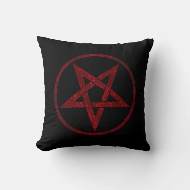Red Devil Pentagram Throw Pillow (Front)