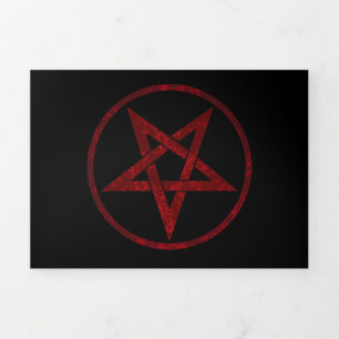 Red Devil Pentagram Tri-Fold Holiday Card
