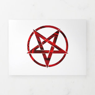 Red Devil Pentagram Tri-Fold Holiday Card