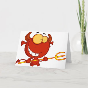 Red Devil Tenant Une Pitchfork Cartes De Voeux