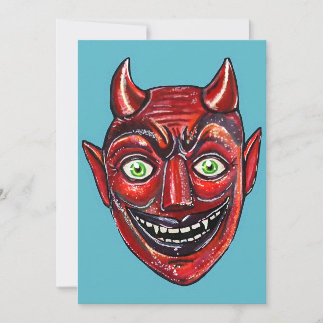 Red Devil Vintage Halloweenies  Invitation (Front)