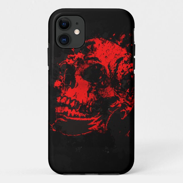 Red Devil's Skull Creepy Artwork Case-Mate iPhone Case (Back)