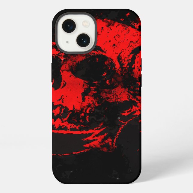 Red Devil's Skull Creepy Artwork iPhone Case (Back)
