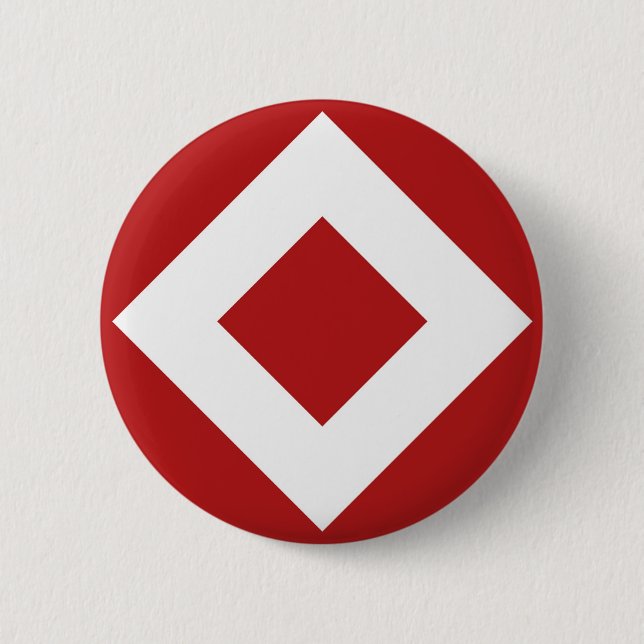 Red Diamond, Bold White Border 2 Inch Round Button (Front)