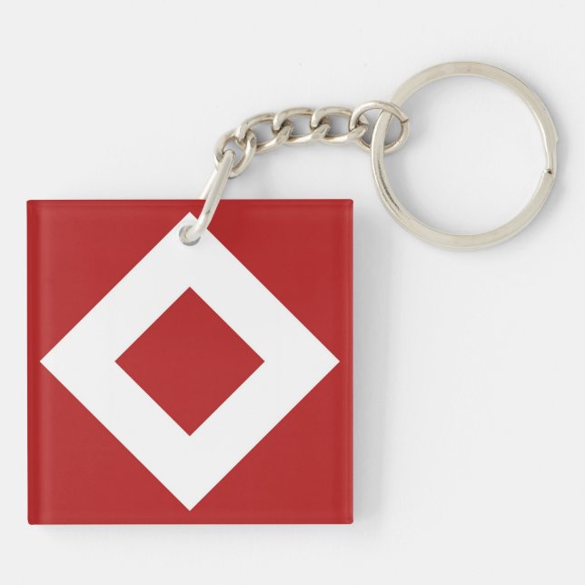 Red Diamond, Bold White Border Keychain (Back)