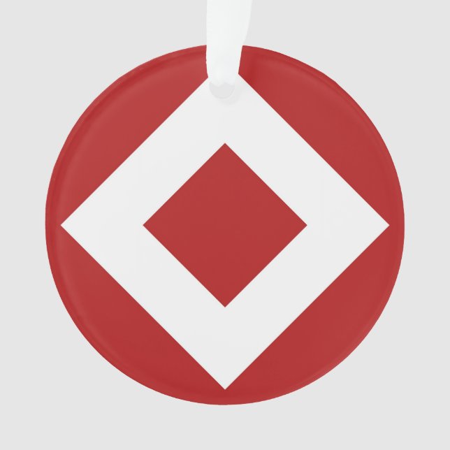 Red Diamond, Bold White Border Ornament (Front)