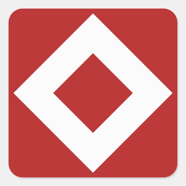 Red Diamond, Bold White Border Square Sticker (Front)