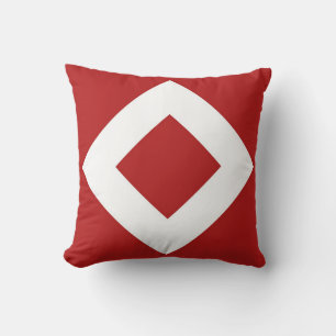 Red Diamond, Bold White Border Throw Pillow