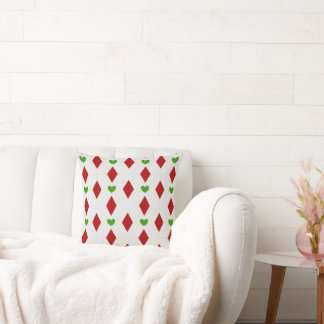 Red Diamond Green Heart Christmas Throw Pillow