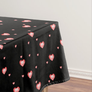 Red Diamond Hearts Seamless Pattern Tablecloth
