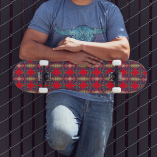 Red Diamond Motif Skateboard