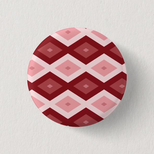 Red diamond pattern 1 inch round button (Front)