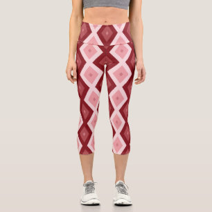 Red diamond pattern capri leggings