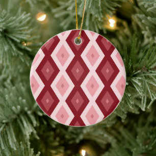 Red diamond pattern ceramic ornament