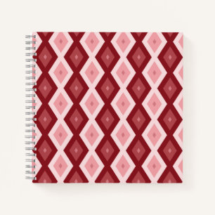 Red diamond pattern notebook